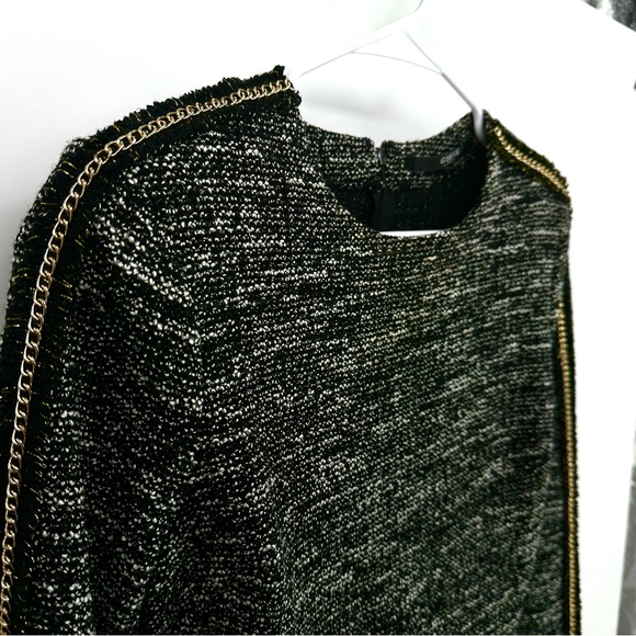 GUESS | Women’s L Large Gray Chain Arm Peplum Top - Picture 7 of 11